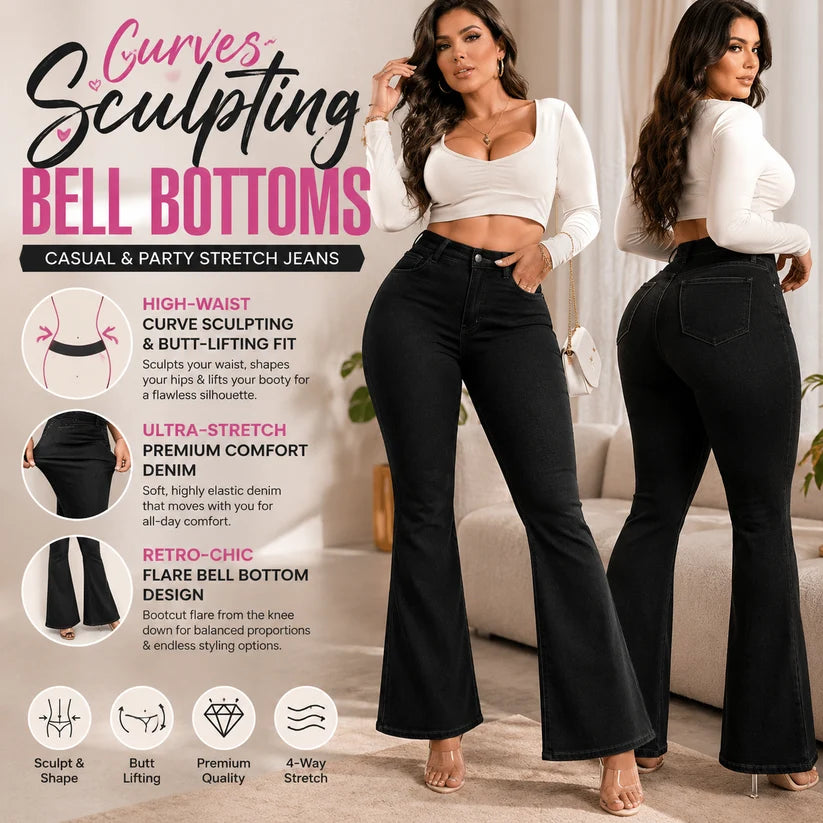 🔥 Curves Sculpting Butt Lifter Bell Bottoms – Casual & Party Stretch Jeans 💃