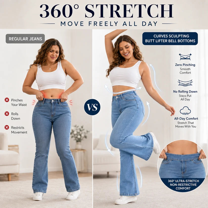 🔥 Curves Sculpting Butt Lifter Bell Bottoms – Casual & Party Stretch Jeans 💃