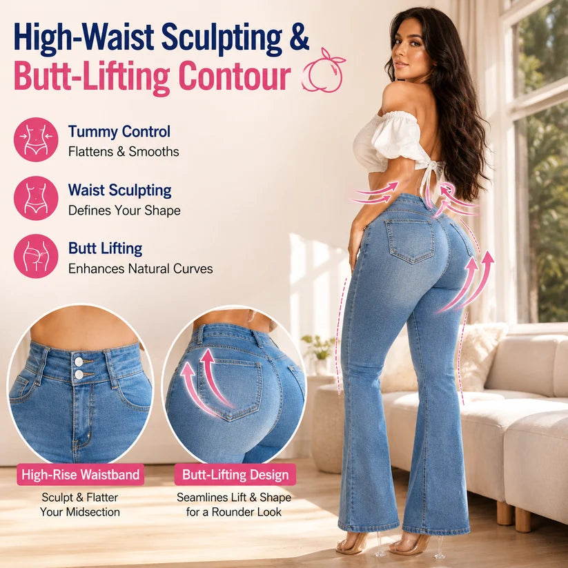 🔥 Curves Sculpting Butt Lifter Bell Bottoms – Casual & Party Stretch Jeans 💃
