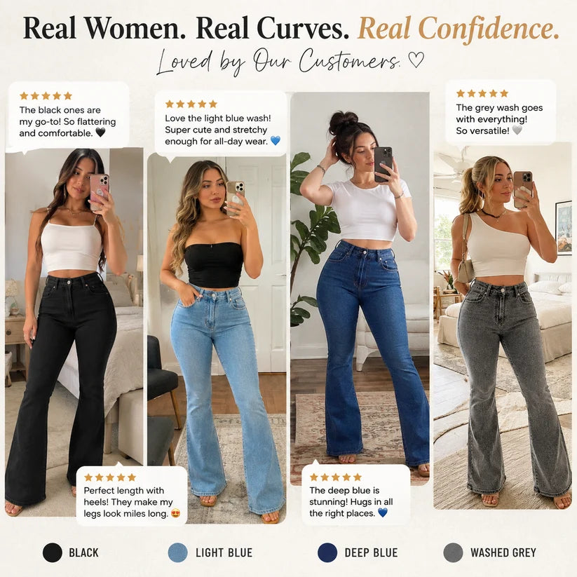 🔥 Curves Sculpting Butt Lifter Bell Bottoms – Casual & Party Stretch Jeans 💃
