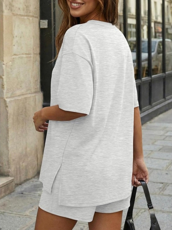 2 Piece Summer Set Oversized Top & Loose Fit Shorts with Pockets