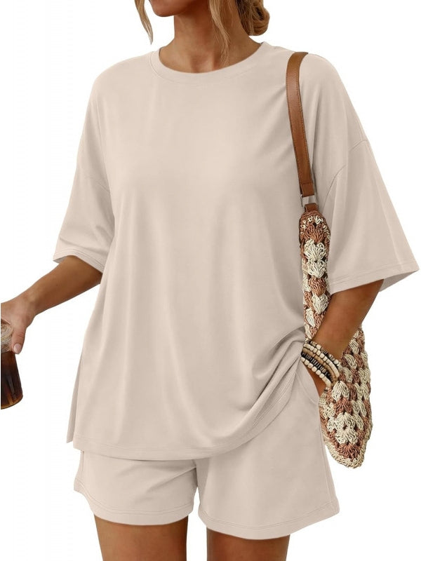 2 Piece Summer Set Oversized Top & Loose Fit Shorts with Pockets