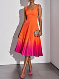 PLEATED OMBRE PARTY MIDI DRESS