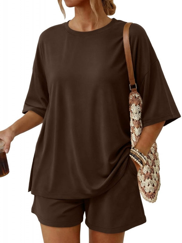 2 Piece Summer Set Oversized Top & Loose Fit Shorts with Pockets
