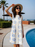 Summer Sleeveless Printed Midi Dress For Women