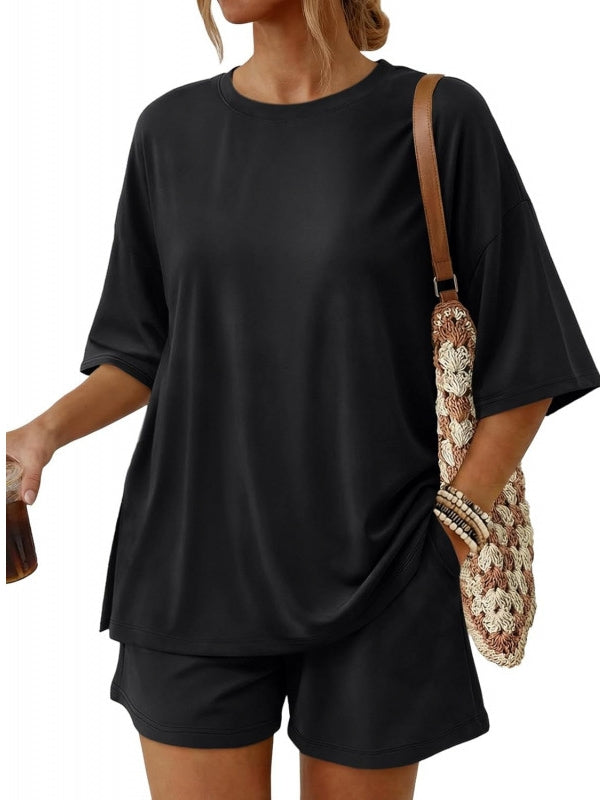 2 Piece Summer Set Oversized Top & Loose Fit Shorts with Pockets