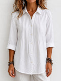 Today 50% Off🔥 Women's Solid-color Casual Pleated Cotton-linen Shirt